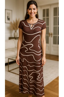 171178 - Vestido Longo Ramany Estampa Abstrata